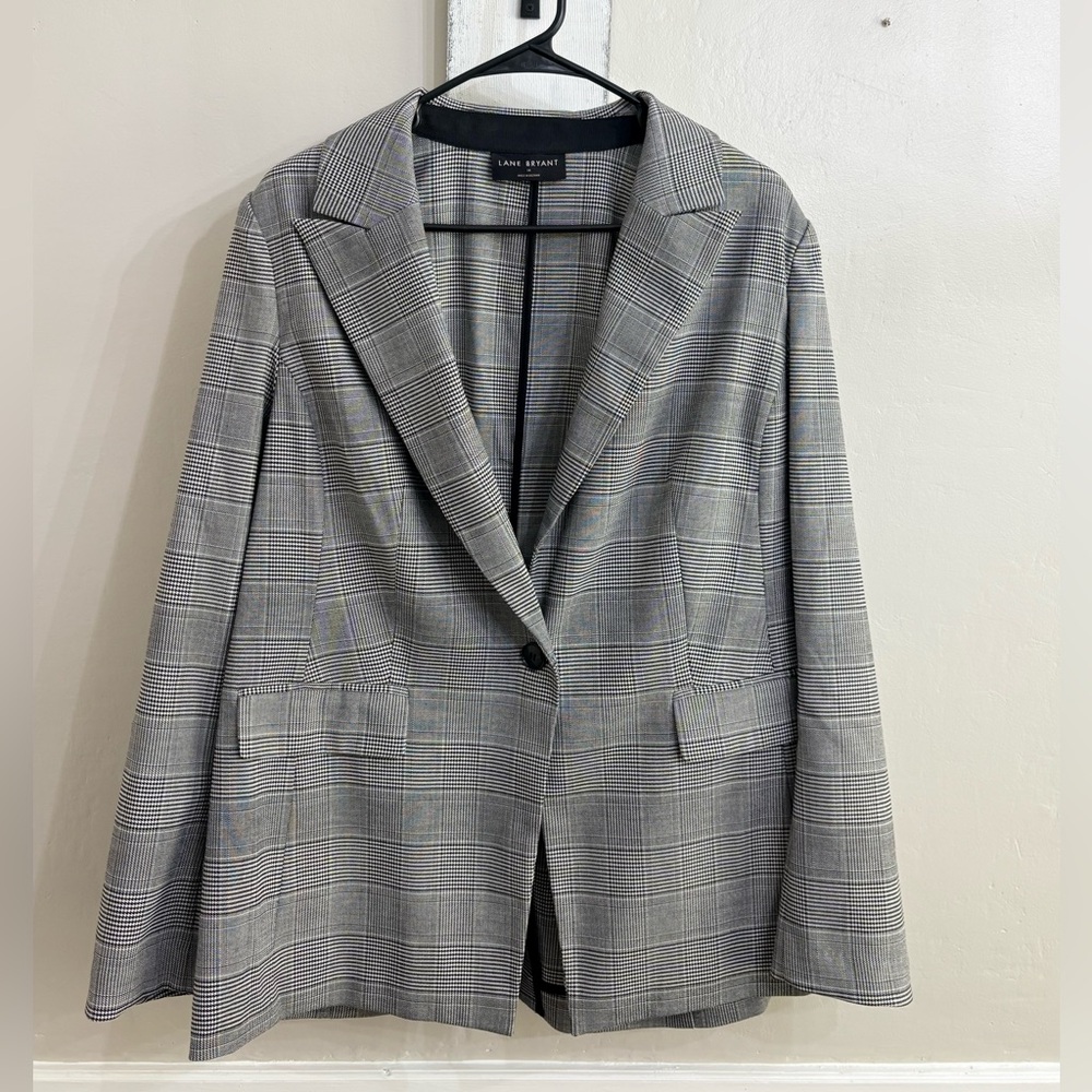 Lane Bryant Black and White Plaid Blazer